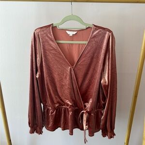 LC Lauren Conrad Pink Velvet Blouse, Size XXL